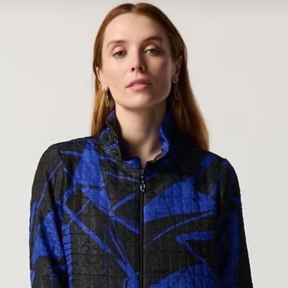 Joseph Ribkoff Black & Royal Sapphire Jacket Sz 2 - Picture 3 of 10